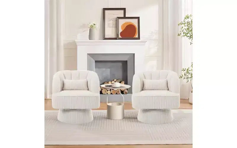 Fauteuil pivotant GustoWave, fauteuil d'appoint en velours 360 avec rembourrage épais, chaise longue moderne du milieu du siècle pour salon, chambre à coucher, gris
