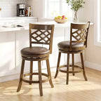 Lot de 2/4 tabourets de bar hauteur comptoir Costway 26 avec structure en bois d'hévéa, assise rembourrée