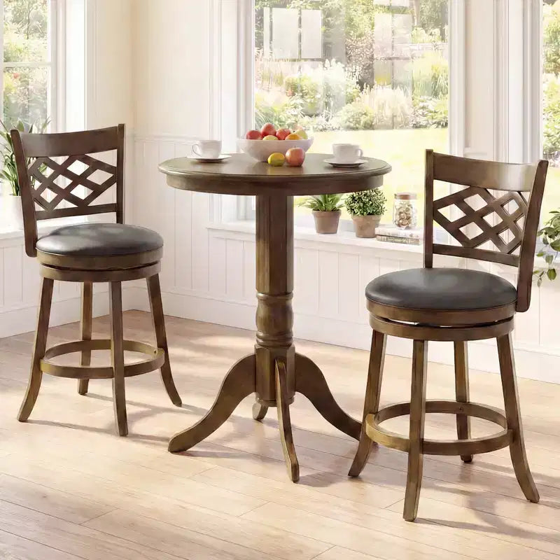 Lot de 2/4 tabourets de bar hauteur comptoir Costway 26 avec structure en bois d'hévéa, assise rembourrée