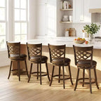Lot de 2/4 tabourets de bar hauteur comptoir Costway 26 avec structure en bois d'hévéa, assise rembourrée
