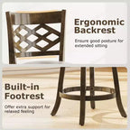 Lot de 2/4 tabourets de bar hauteur comptoir Costway 26 avec structure en bois d'hévéa, assise rembourrée