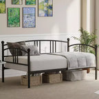 Lit de repos gigogne simple en métal robuste avec support à lattes en acier, tête de lit arquée, canapé-lit pour salon, chambre, chambre d'amis [Couleur]