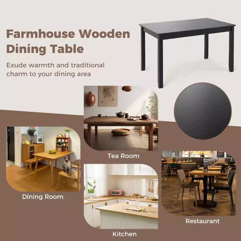 Costway Table de salle à manger rectangulaire 48" en bois pour 4 personnes avec pieds en bois de caoutchouc
