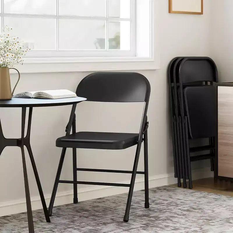 Chaises pliantes rembourrées avec coussin, chaises en métal à double renfort robustes de 158 kg, empilables et portables pour usage domestique