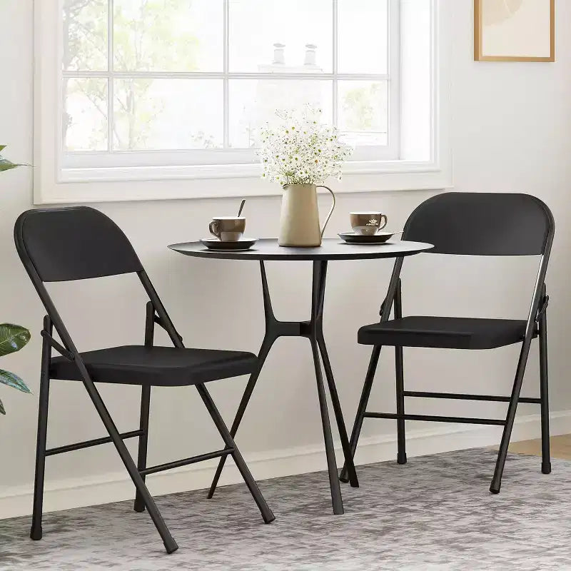 Chaises pliantes rembourrées avec coussin, chaises en métal à double renfort robustes de 158 kg, empilables et portables pour usage domestique