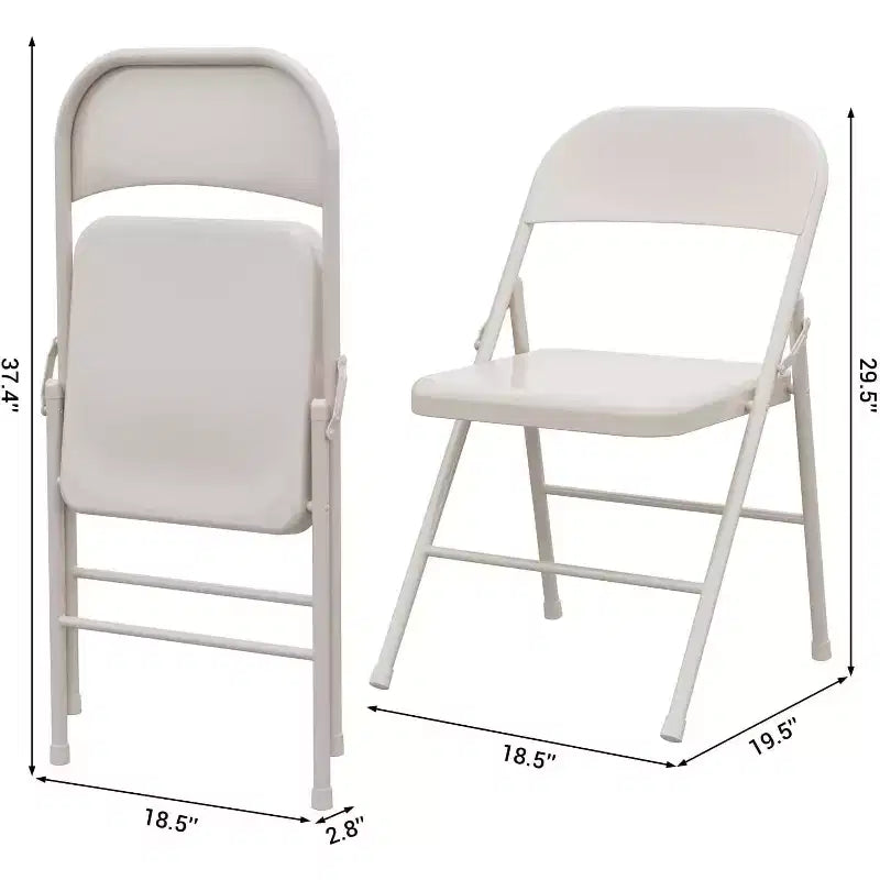 Chaises pliantes rembourrées avec coussin, chaises en métal à double renfort robustes de 158 kg, empilables et portables pour usage domestique
