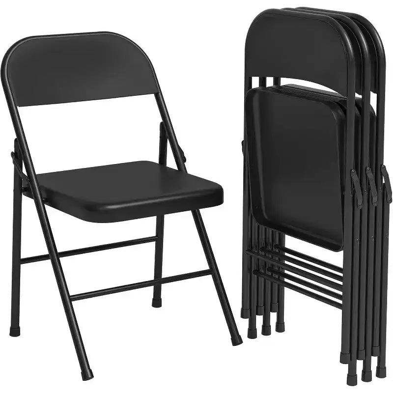 Chaises pliantes rembourrées avec coussin, chaises en métal à double renfort robustes de 158 kg, empilables et portables pour usage domestique