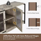 Meuble TV industriel pour téléviseurs jusqu'à 65 / 75 pouces, meuble de divertissement rustique avec armoire à double porte grillagée et étagères ouvertes, console multimédia pour salon