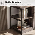 Meuble TV industriel pour téléviseurs jusqu'à 65 / 75 pouces, meuble de divertissement rustique avec armoire à double porte grillagée et étagères ouvertes, console multimédia pour salon