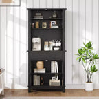 Garde-manger de cuisine autoportant de 72 po de haut – 2 portes vitrées, 2 portes en bois, tiroir, étagères réglables