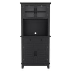Garde-manger de cuisine autoportant de 72 po de haut – 2 portes vitrées, 2 portes en bois, tiroir, étagères réglables