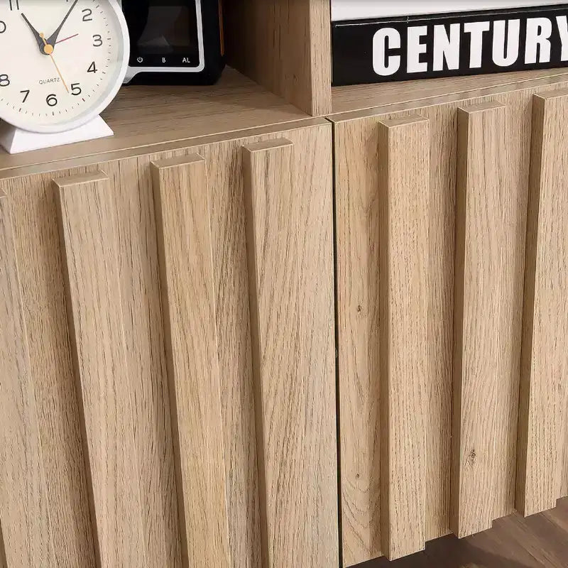 Meuble Buffet de Rangement, Buffet avec 2 Portes Cannelées, Table Bar à Café en Bois pour Entrée, Couloir, Cuisine, Salle à Manger, Salon