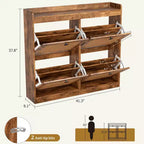 Meuble à chaussures avec 4 tiroirs à bascule profonds, armoire de rangement pour chaussures autoportante en bois, organisateur de chaussures, rangement à chaussures caché pour entrée, couloir, lot de 2
