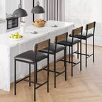 Acekool Lot de 4 tabourets de bar hauteur comptoir 65 cm en similicuir avec dossier et repose-pieds pour îlot de cuisine