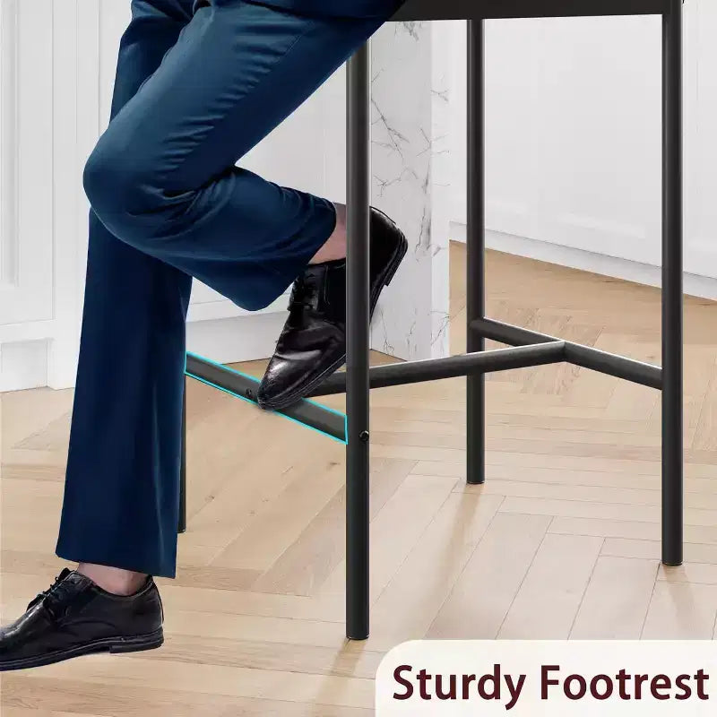 Acekool Lot de 4 tabourets de bar hauteur comptoir 65 cm en similicuir avec dossier et repose-pieds pour îlot de cuisine