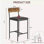 Acekool Lot de 4 tabourets de bar hauteur comptoir 65 cm en similicuir avec dossier et repose-pieds pour îlot de cuisine