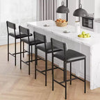Acekool Lot de 4 tabourets de bar hauteur comptoir 65 cm en similicuir avec dossier et repose-pieds pour îlot de cuisine