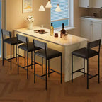 Acekool Lot de 4 tabourets de bar hauteur comptoir 65 cm en similicuir avec dossier et repose-pieds pour îlot de cuisine