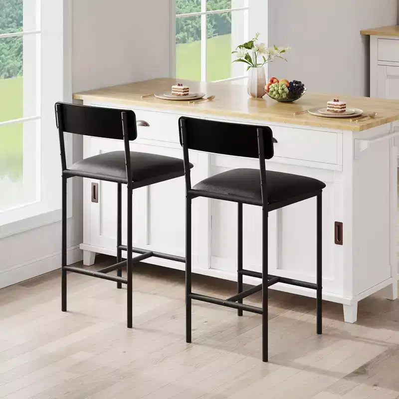 Acekool Lot de 4 tabourets de bar hauteur comptoir 65 cm en similicuir avec dossier et repose-pieds pour îlot de cuisine