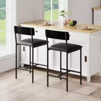 Acekool Lot de 4 tabourets de bar hauteur comptoir 65 cm en similicuir avec dossier et repose-pieds pour îlot de cuisine