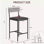 Acekool Lot de 4 tabourets de bar hauteur comptoir 65 cm en similicuir avec dossier et repose-pieds pour îlot de cuisine