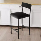 Acekool Lot de 4 tabourets de bar hauteur comptoir 65 cm en similicuir avec dossier et repose-pieds pour îlot de cuisine