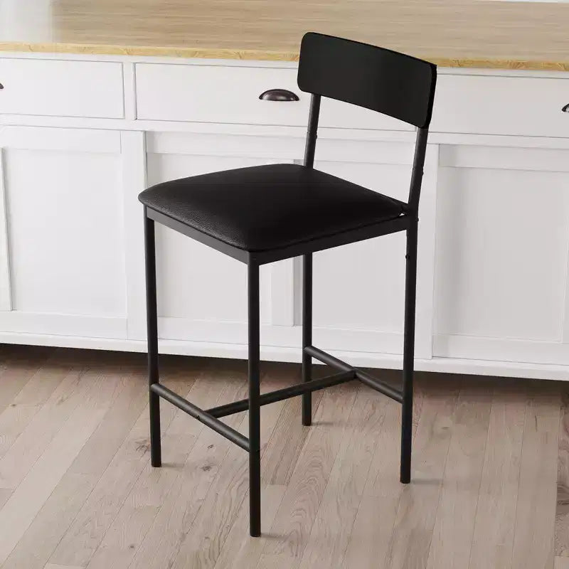 Acekool Lot de 4 tabourets de bar hauteur comptoir 65 cm en similicuir avec dossier et repose-pieds pour îlot de cuisine