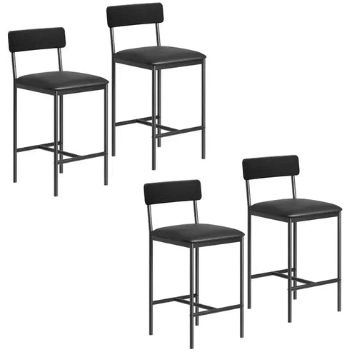 Acekool 65cm Counter Height Bar Stools Set of 4 Faux Leather with Back and Footrest for Kitchen Island