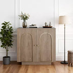 Clihome Meuble d'appoint de 77 cm de haut avec 1 étagère et charnières à fermeture douce, portes cintrées
