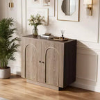 Clihome Meuble d'appoint de 77 cm de haut avec 1 étagère et charnières à fermeture douce, portes cintrées