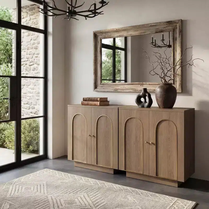 Clihome Meuble d'appoint de 77 cm de haut avec 1 étagère et charnières à fermeture douce, portes cintrées