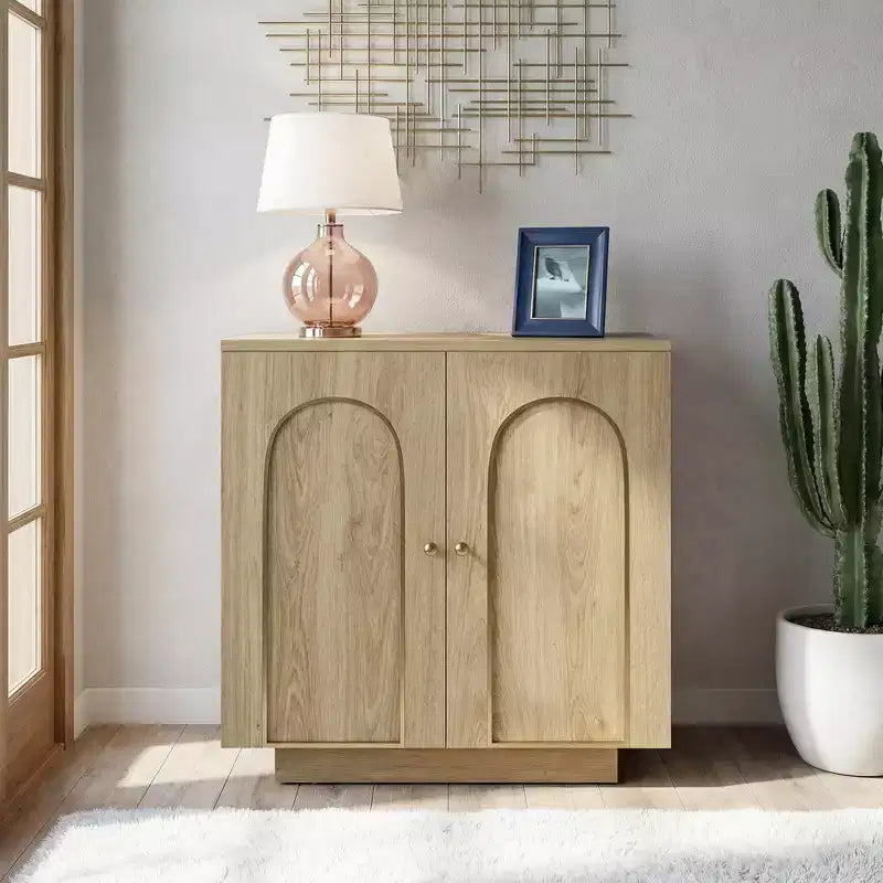Clihome Meuble d'appoint de 77 cm de haut avec 1 étagère et charnières à fermeture douce, portes cintrées