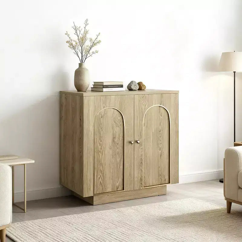 Clihome Meuble d'appoint de 77 cm de haut avec 1 étagère et charnières à fermeture douce, portes cintrées