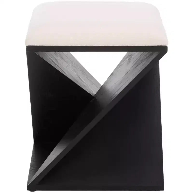 Lucy Wooden Stool with Cushion - Black/White - SEI