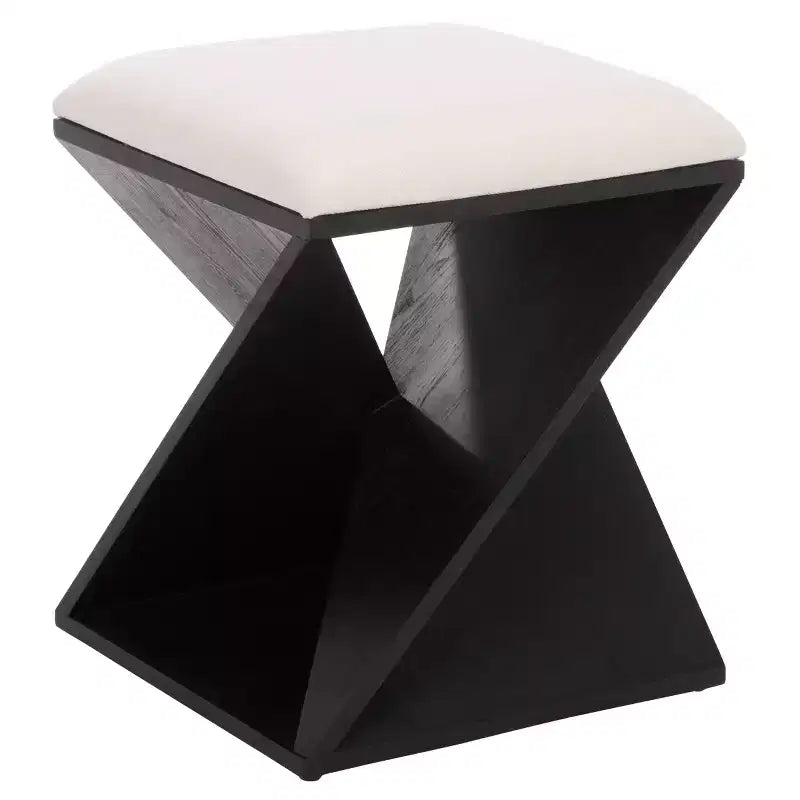 Tabouret en bois Lucy avec coussin – Noir/Blanc – SEI