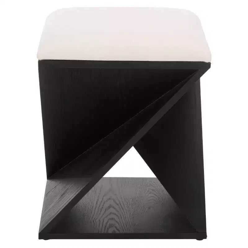 Tabouret en bois Lucy avec coussin – Noir/Blanc – SEI