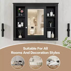 AMMER Armoire de Salle de Bain Murale 35 x 28, Armoire Murale de Salle de Bain Moderne avec Miroir, Armoire à Miroir avec 6 Étagères Ouvertes, Noir