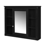 AMMER Armoire de Salle de Bain Murale 35 x 28, Armoire Murale de Salle de Bain Moderne avec Miroir, Armoire à Miroir avec 6 Étagères Ouvertes, Noir