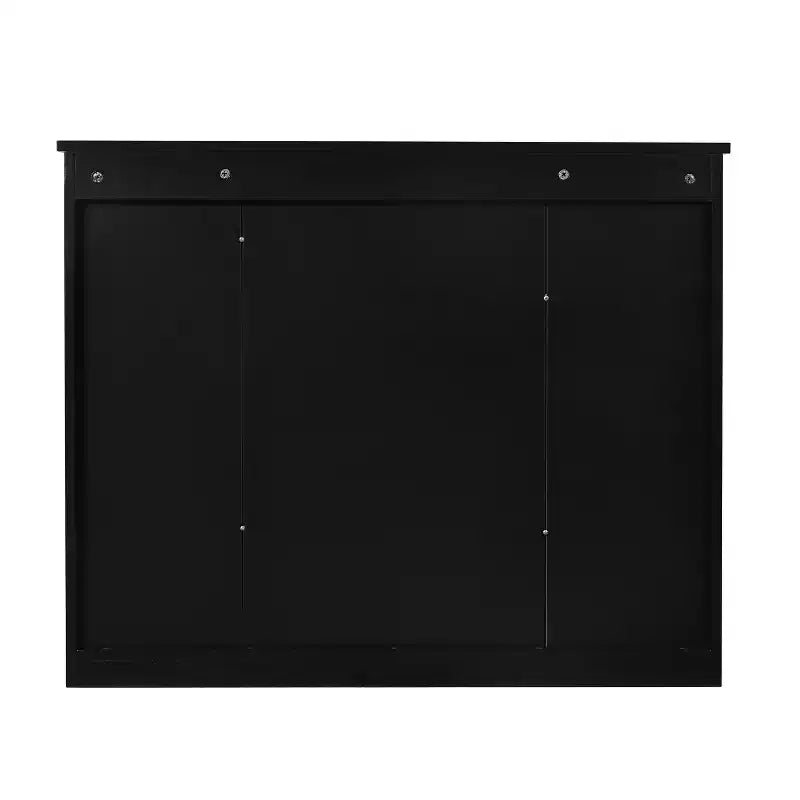 AMMER Armoire de Salle de Bain Murale 35 x 28, Armoire Murale de Salle de Bain Moderne avec Miroir, Armoire à Miroir avec 6 Étagères Ouvertes, Noir