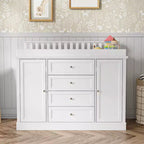 Famapy White Changing Table Dresser  Spacious Nursery Organizer with Drawers & Cabinets for Diapers, Clothes & Toys