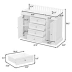 Commode à langer blanche Famapy - Organisateur de chambre d'enfant spacieux avec tiroirs et armoires pour couches, vêtements et jouets