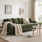 Christopher Knight Home Hassan Canapé 3 places moderne 81,5 en bois rembourré en chenille avec coussins décoratifs