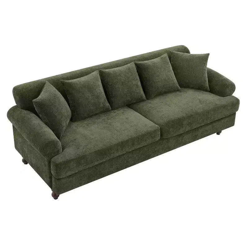 Christopher Knight Home Hassan Canapé 3 places moderne 81,5 en bois rembourré en chenille avec coussins décoratifs