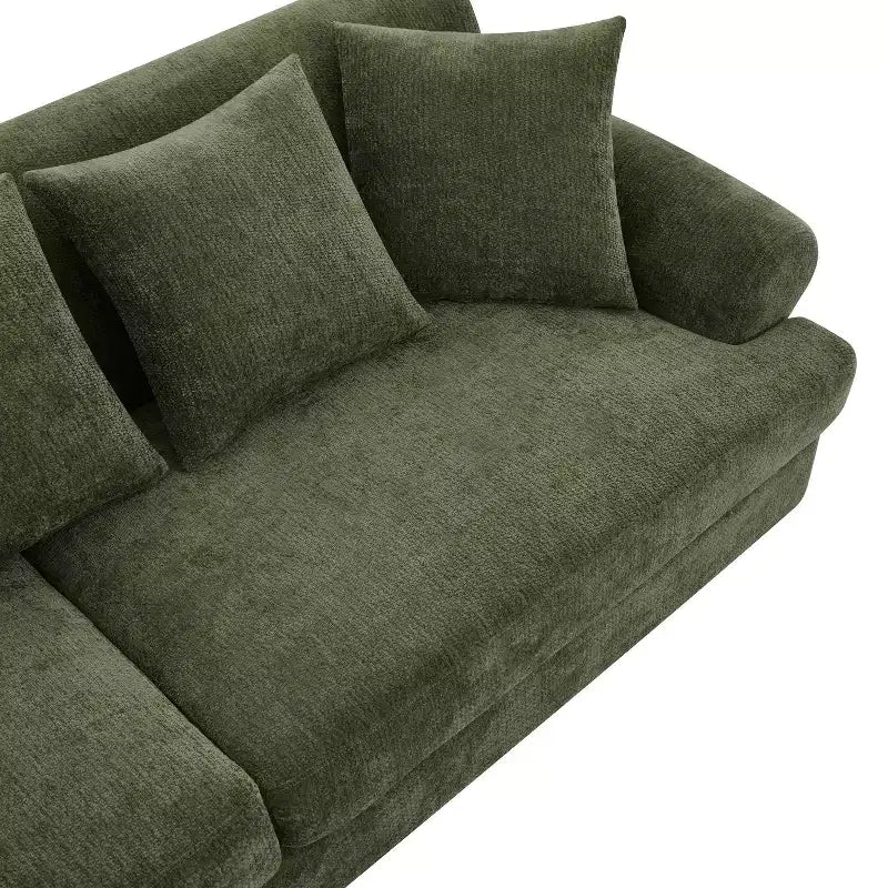 Christopher Knight Home Hassan Canapé 3 places moderne 81,5 en bois rembourré en chenille avec coussins décoratifs