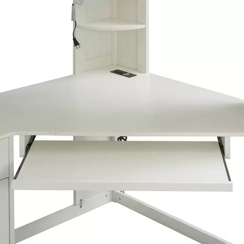 Lit mezzanine tout-en-un Luxystar pour lit simple avec armoire intégrée, bureau, étagères, tablette coulissante pour clavier et spot lumineux