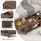 Table basse moderne du milieu du siècle GDFStudio Efrain avec plateau coulissant et rangement caché