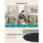 SONGMICS Tabouret de Coiffeuse, Lot de 2, Pouf Rond de Rangement, Petite Table Basse, Repose-Pieds, Couvercle Amovible, Montage Facile, Polaire Teddy