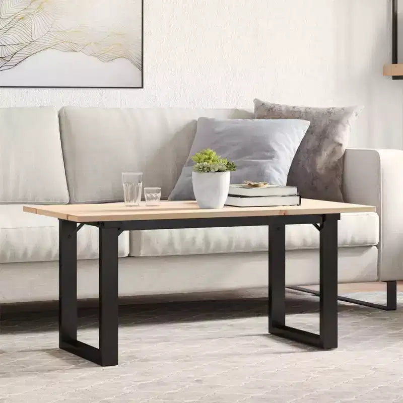 vidaXL Table basse à piètement O en pin massif et acier