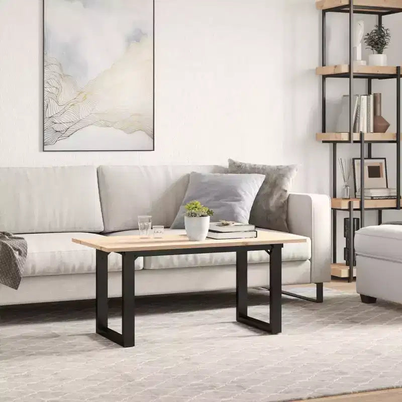 vidaXL Table basse à piètement O en pin massif et acier
