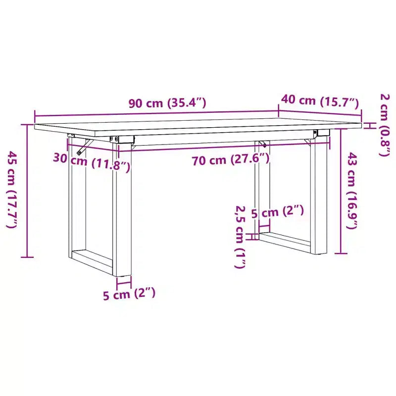 vidaXL Table basse à piètement O en pin massif et acier